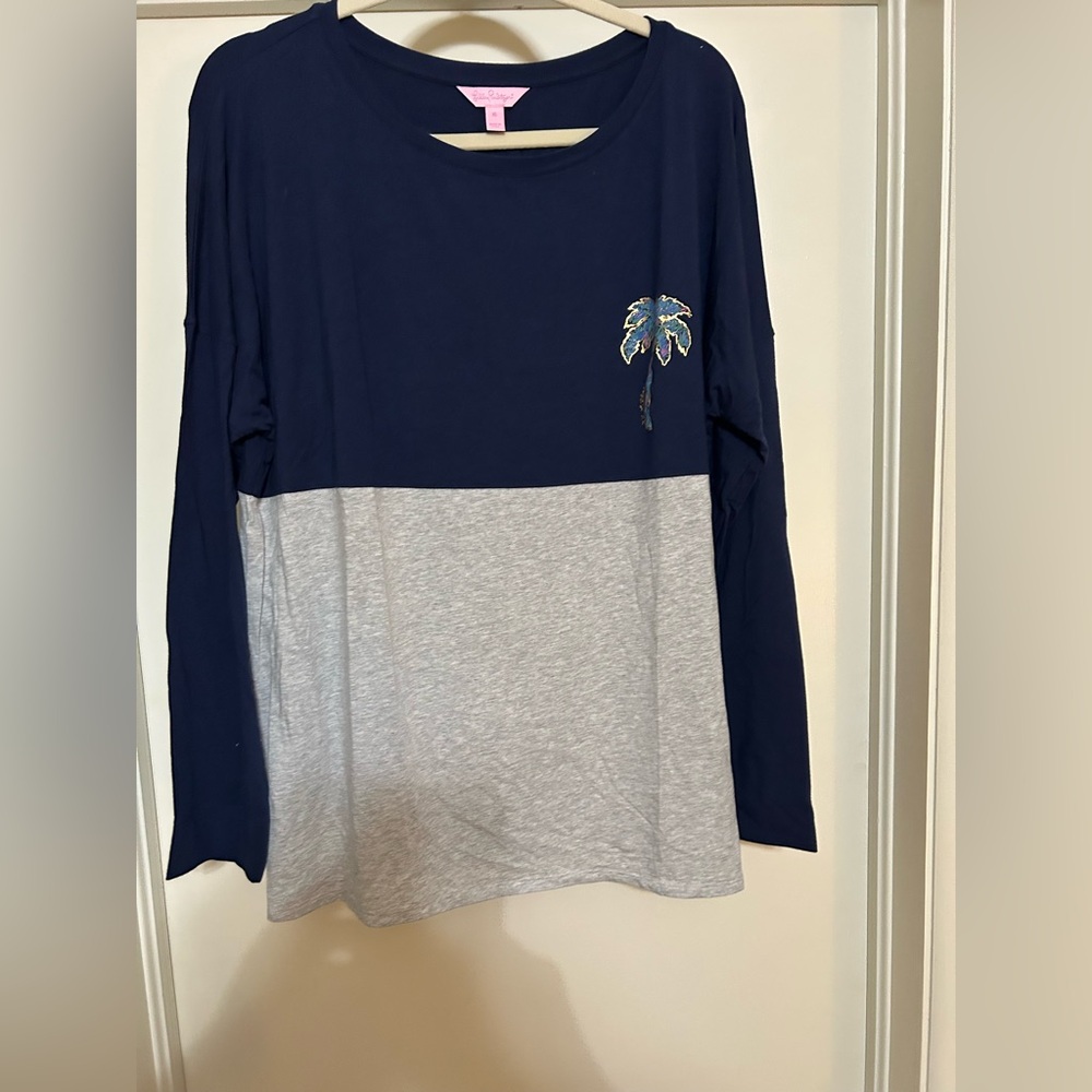 Lilly Pulitzer Blue and Gray Long Sleeve Tee